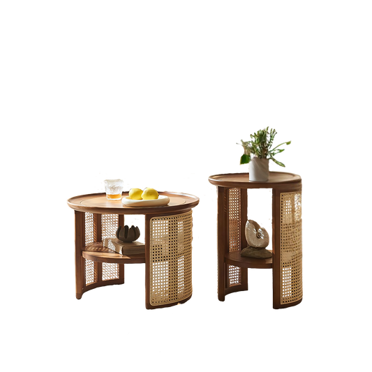 bakula wood coffee table, rattan coffee table in living room