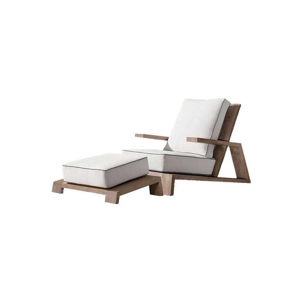 Chandler Oak Lounge Chair And Ottoman, Outdoor Armchair-Weilai Concept-Weilai Concept
