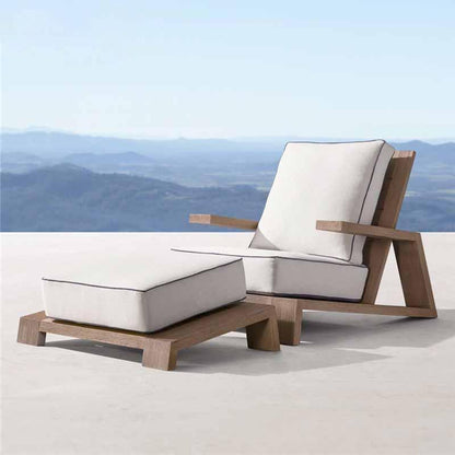 Chandler Oak Lounge Chair And Ottoman, Outdoor Armchair-Weilai Concept-Weilai Concept