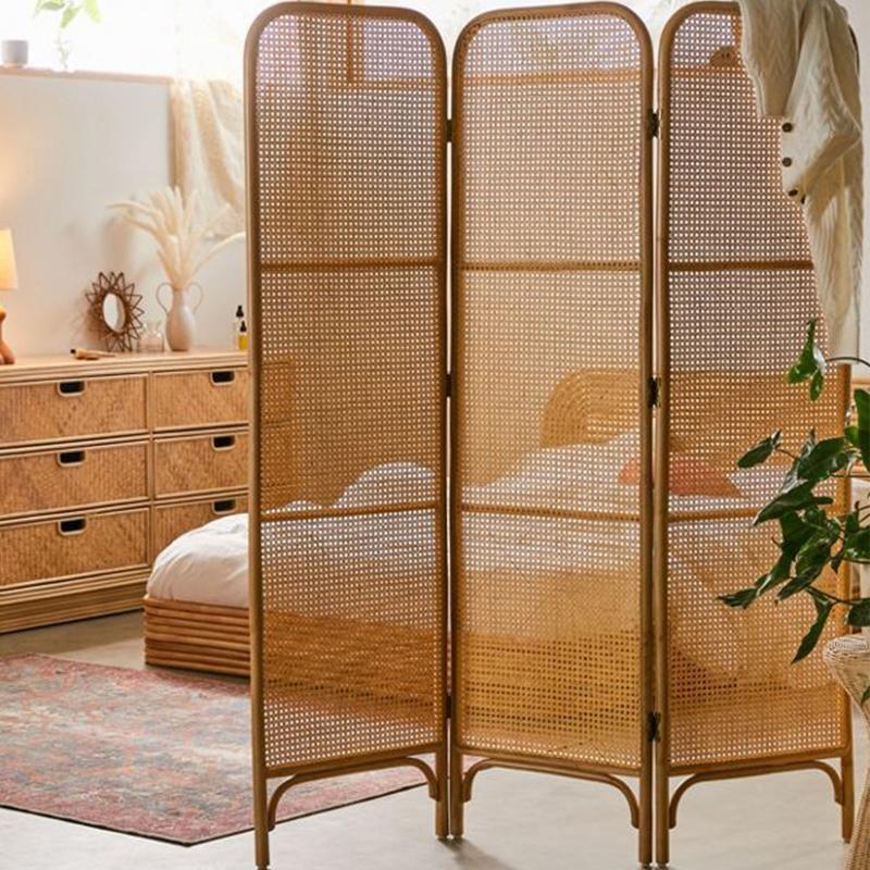 Charlesworth Rattan Room Divider/ Folding Screen, Oak-Weilai Concept-Weilai Concept