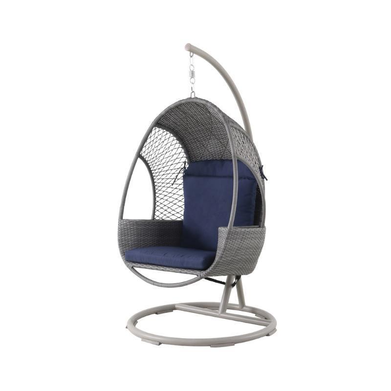 Cottle Rattan Garden Hanging Egg Chair with Stand, Indoor/ Outdoor Furniture-Weilai Concept-Blue-Weilai Concept