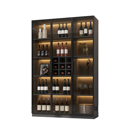 Hampshire I Wine Cabinet, Wine Storage With Glass Doors & Lights