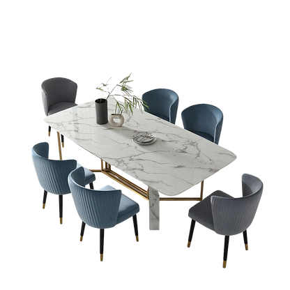 fenx dining table, dining table, sintered stone and gold in dining room