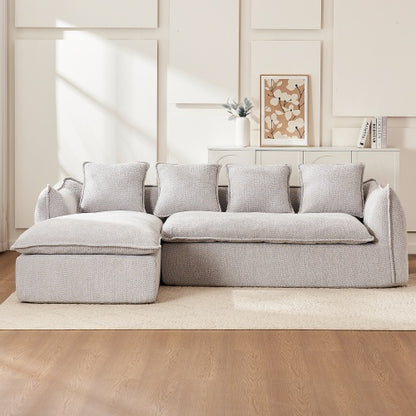 Sofa Deep Seat Sofa 3 Seater For Living Room Oversized Comfy Sofa L-Shape Sofa Couch With Chaise Home Furniture Sleeper Sectional Sofa For Apartment, Office Left Hand Facing