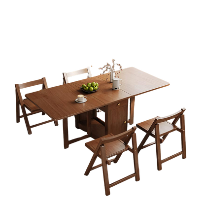 salgado folding dining table with storage, solid wood in dining room