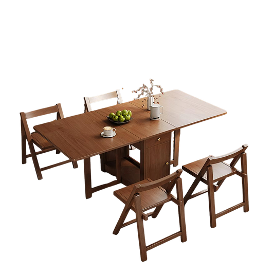 salgado folding dining table with storage, solid wood in dining room
