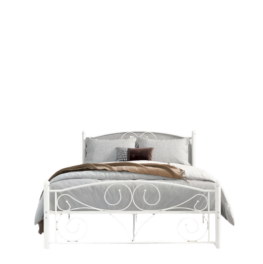 Queen Size Unique Flower Sturdy System Metal Bed Frame With Headboard And Footboard