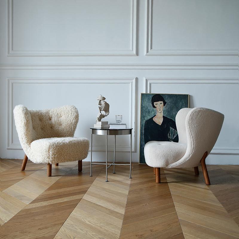 Fitz Lounge Chair, Long Hair, White Boucle-Weilai Concept-Weilai Concept