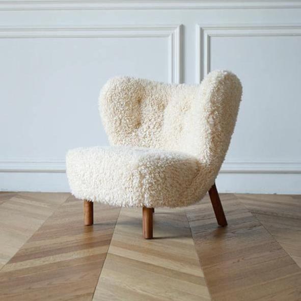 Fitz Lounge Chair, Long Hair, White Boucle-Weilai Concept-Weilai Concept