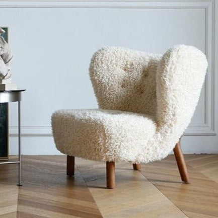 Fitz Lounge Chair, Long Hair, White Boucle-Weilai Concept-Weilai Concept