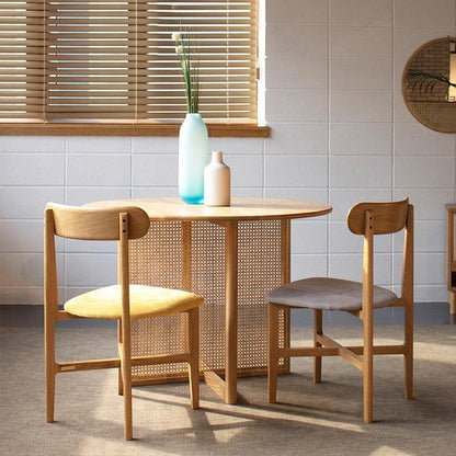 Bruce Rattan Dining Table, Light Oak, Round-Weilai Concept-Weilai Concept