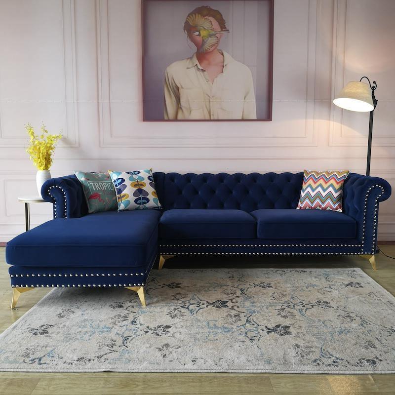 Glamour Three Seater Corner Sofa, Velvet-Weilai Concept-Weilai Concept