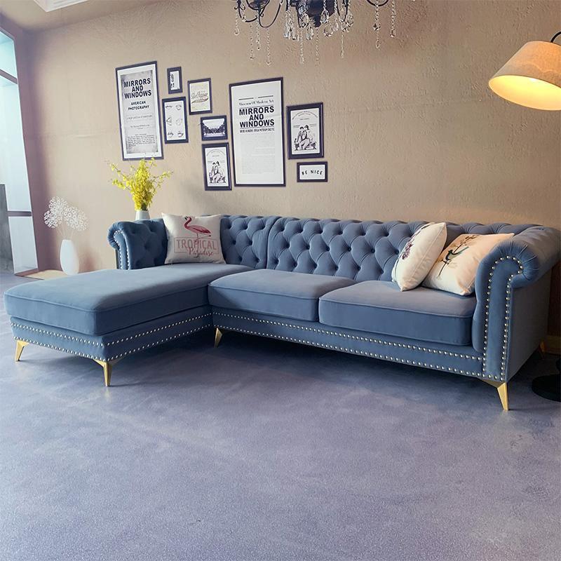 Glamour Three Seater Corner Sofa, Velvet-Weilai Concept-Weilai Concept