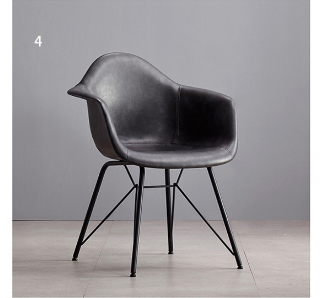 Bobby Dining Chair, Distressed Leather-Weilai Concept-Grey-PU Leather-Weilai Concept