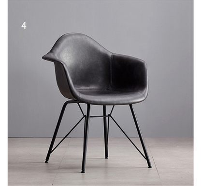 Bobby Dining Chair, Distressed Leather-Weilai Concept-Grey-PU Leather-Weilai Concept
