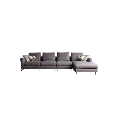 H92 Grey Four Seater Corner Sofa, Leathaire, Multiple Color-Weilai Concept-Weilai Concept