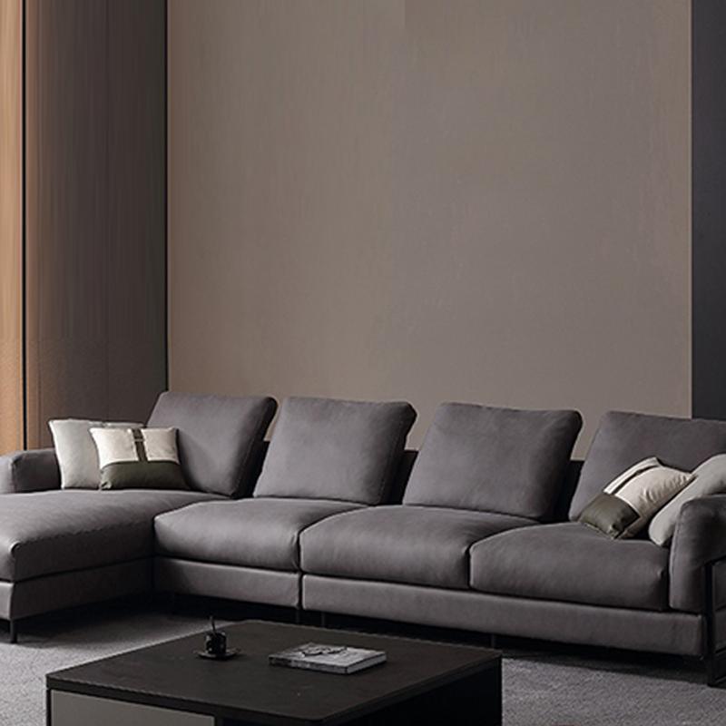 H92 Grey Four Seater Corner Sofa, Leathaire, Multiple Color-Weilai Concept-Weilai Concept