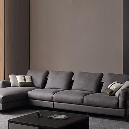 H92 Grey Four Seater Corner Sofa, Leathaire, Multiple Color-Weilai Concept-Weilai Concept