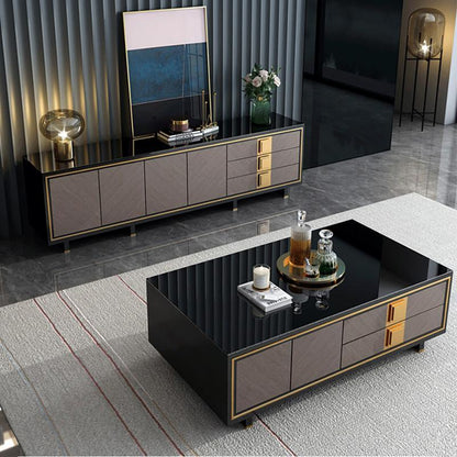 IS82 Large Sideboard, Grey & Gold-Weilai Concept-Weilai Concept