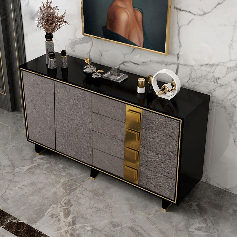 IS82 Large Sideboard, Grey & Gold-Weilai Concept-Weilai Concept
