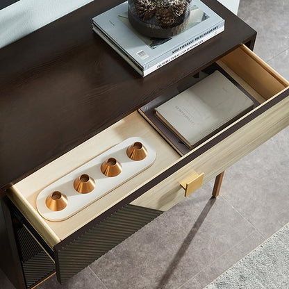 IS9123 Storage Sideboard, Oak & Gold-Weilai Concept-Weilai Concept