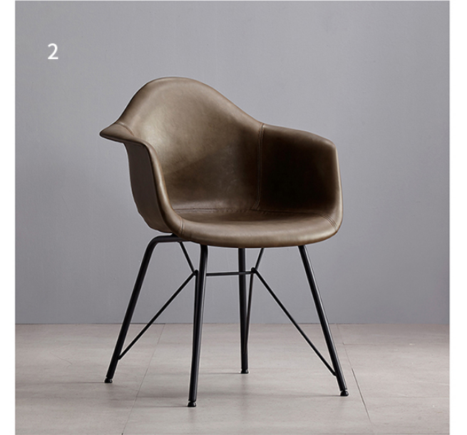 Bobby Dining Chair, Distressed Leather-Weilai Concept-Khaki-PU Leather-Weilai Concept