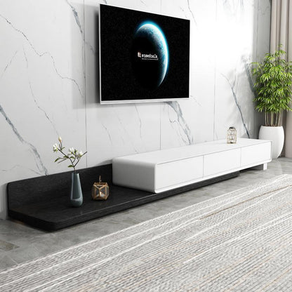 Pina Extendable TV Stand, Plywood-Weilai Concept-White+Black-Weilai Concept