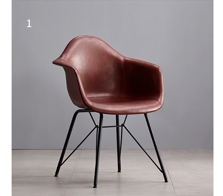 Bobby Dining Chair, Distressed Leather-Weilai Concept-Red-PU Leather-Weilai Concept