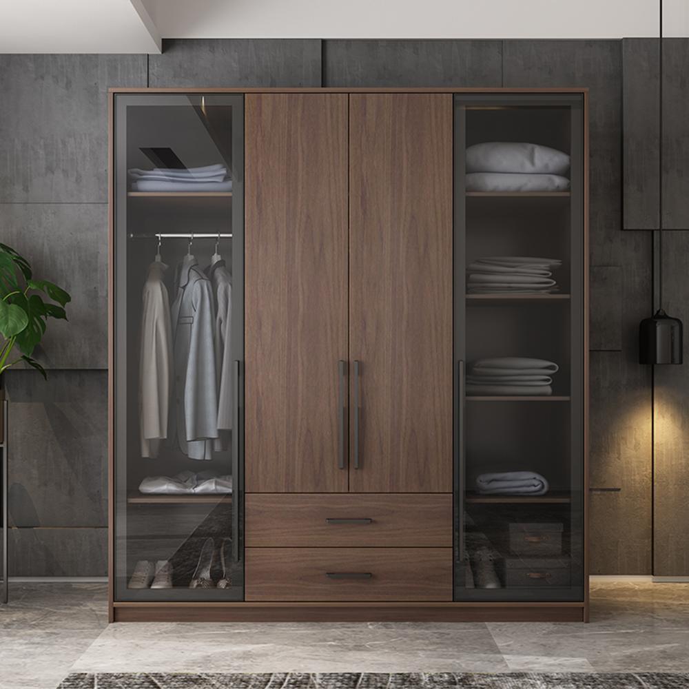 Sanders Wardrobe, Wooden & Black-Weilai Concept-Weilai Concept