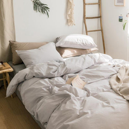 ST214 Linen Duvet Cover + Bed Sheet + 2 Pillowcases, King-Weilai Concept-Weilai Concept
