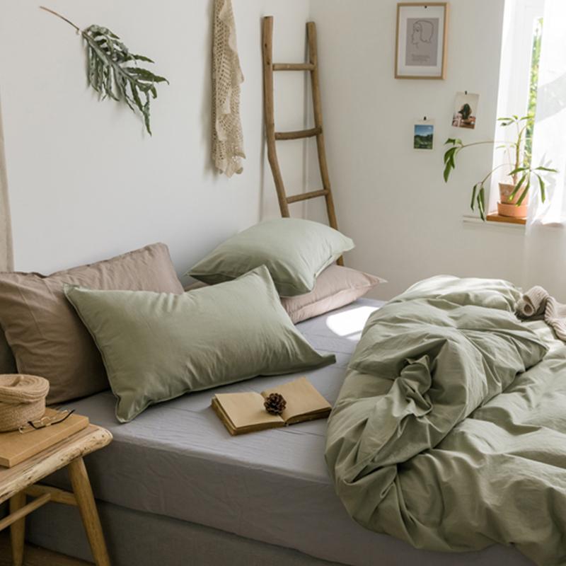 ST214 Linen Duvet Cover + Bed Sheet + 2 Pillowcases, King-Weilai Concept-Weilai Concept