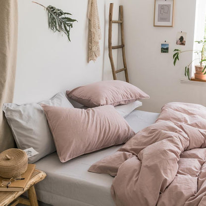 ST214 Linen Duvet Cover + Bed Sheet + 2 Pillowcases, King-Weilai Concept-Weilai Concept