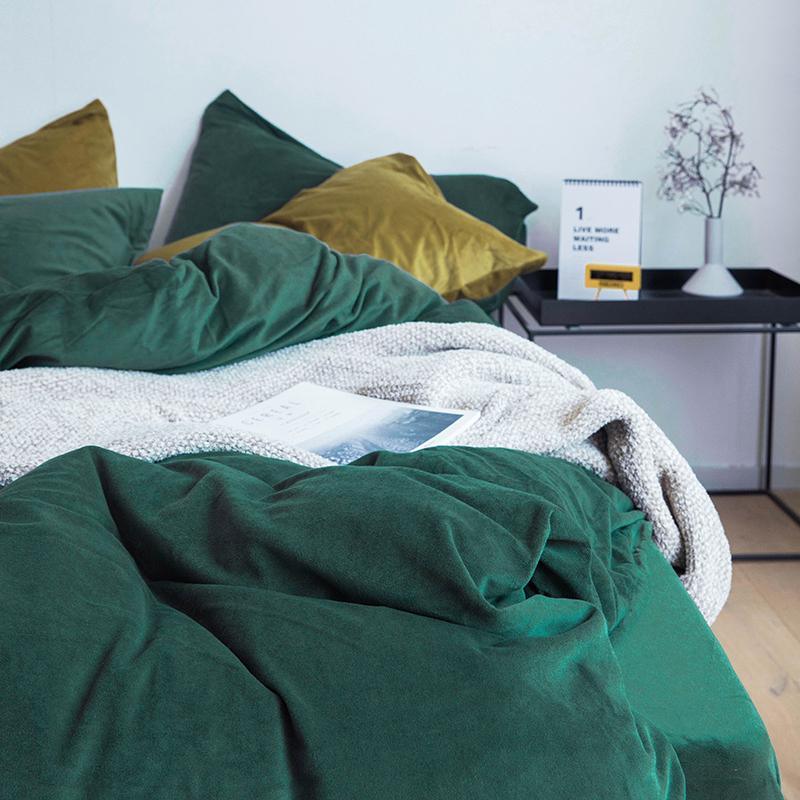 ST254 Velvet Duvet Cover + Bed Sheet + 2 Pillowcases, King-Weilai Concept-Weilai Concept