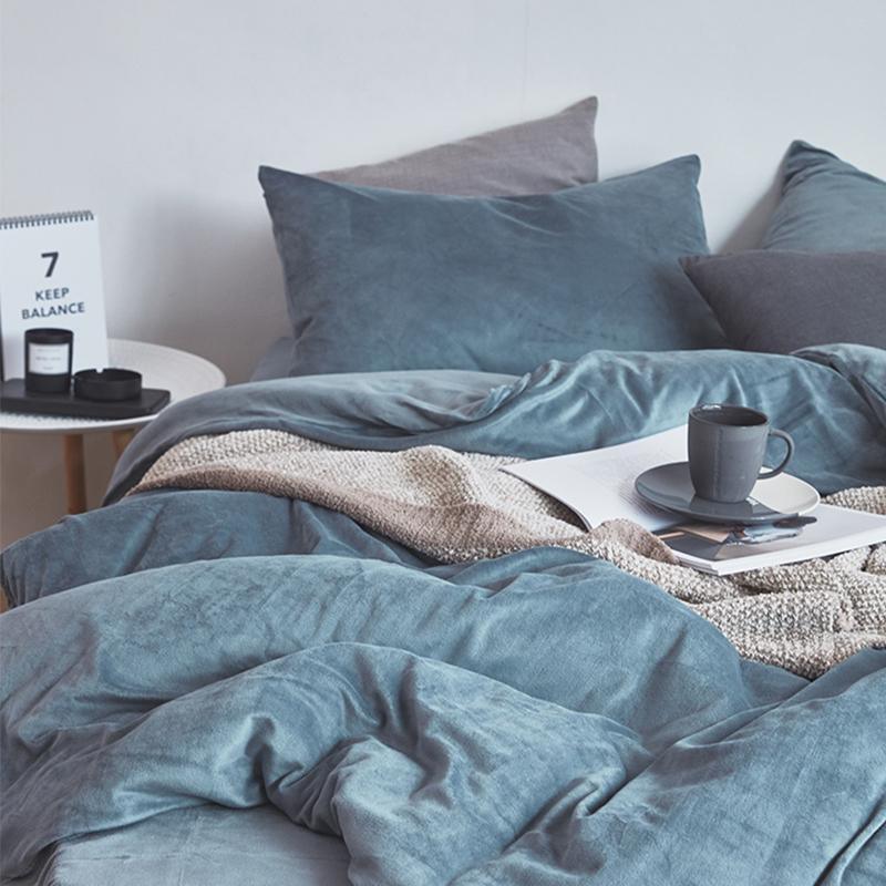 ST254 Velvet Duvet Cover + Bed Sheet + 2 Pillowcases, King-Weilai Concept-Weilai Concept