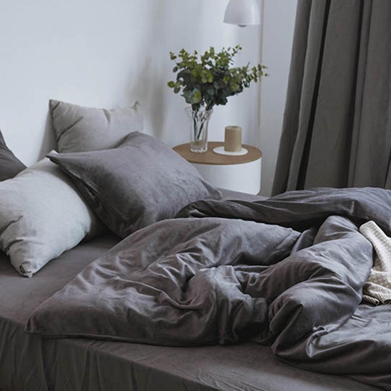 ST254 Velvet Duvet Cover + Bed Sheet + 2 Pillowcases, King-Weilai Concept-Weilai Concept