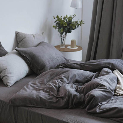 ST254 Velvet Duvet Cover + Bed Sheet + 2 Pillowcases, King-Weilai Concept-Weilai Concept