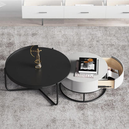 Teddy Nesting Coffee Table, Black And Off White-Weilai Concept-Weilai Concept