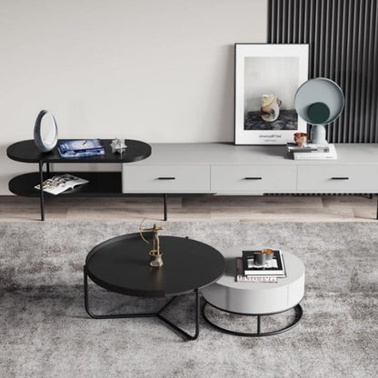 Teddy Nesting Coffee Table, Black And Off White-Weilai Concept-Weilai Concept