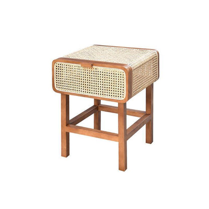 Wren Rattan Side Table, Bedside Table-Weilai Concept-Dark Oak-Weilai Concept